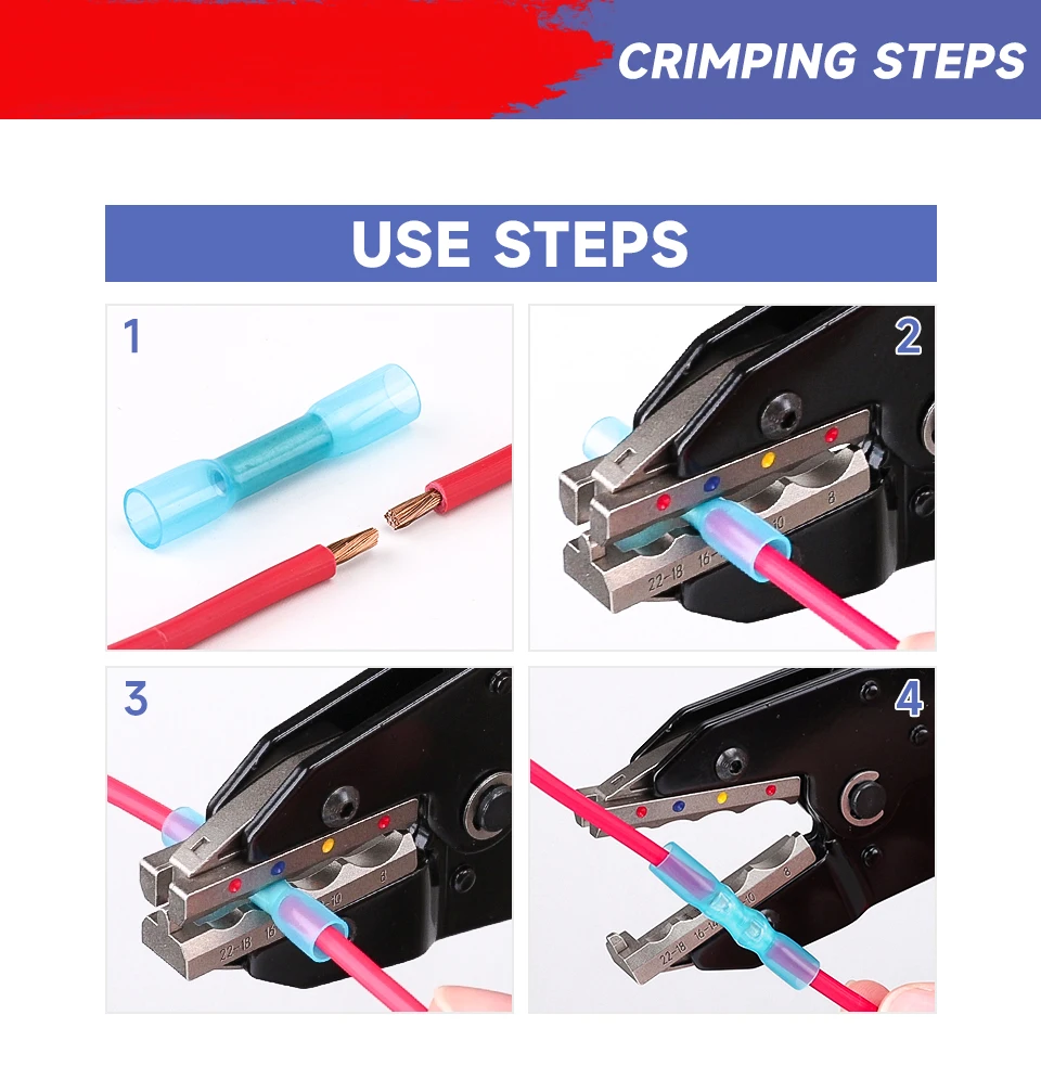 Stoßspleiß-Schrumpfverbinder Crimpzange YF-125C für 0,5–10 mm2 (20–7 AWG) BHT Terminal Ratschen Crimper Ratschenzange – Detail 8