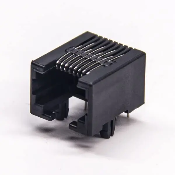  30PCS RJ45 Angled Connector 8P8C Black Plastic Unshielded Jack PCB Mount