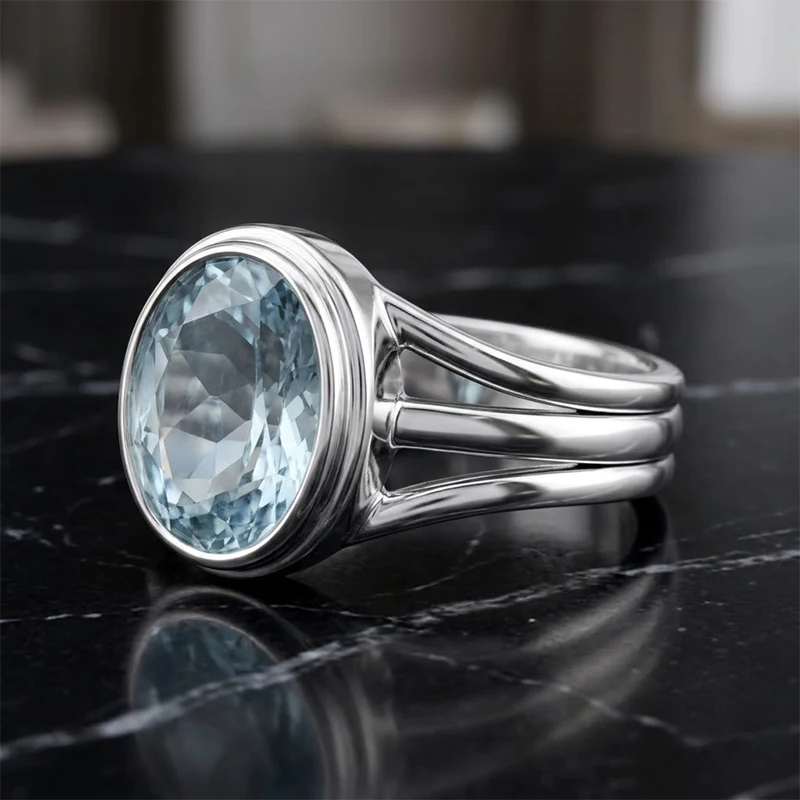 Huitan Schlichter, stilvoller Ring mit blauem CZ, exquisiter, trendiger, temperamentvoller Fingerschmuck für Frauen, eleganter, zierlicher Partyschmuck