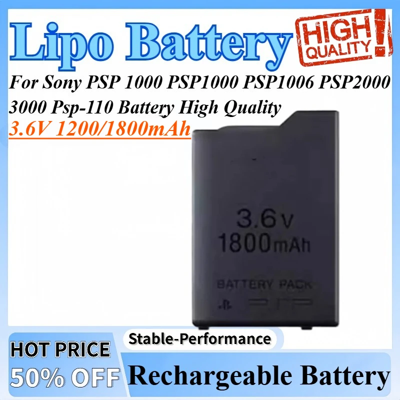 

3.6V 1200/1800mAh Rechargeable Battery For Sony PSP 1000 PSP1000 PSP1006 PSP2000/3000 Psp-110 Battery High Quality