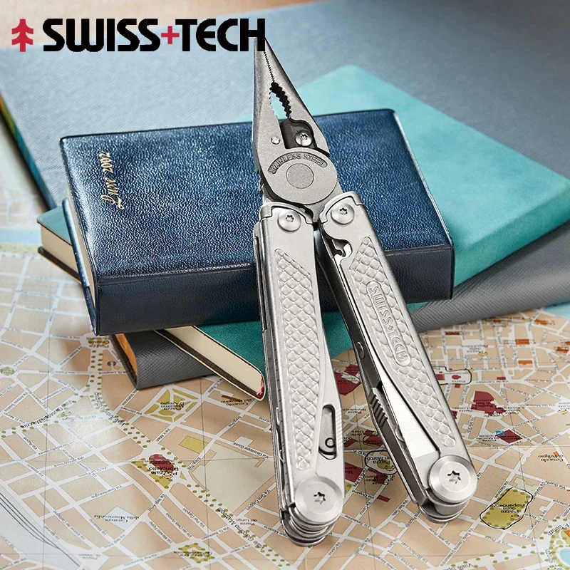 Swiss Tech-alicate Dobrável Multiferramenta Ferramentas Multifuncionais Tesouras Serra Edc Equipamento de Sobrevivência ao ar Livre 18 em 1