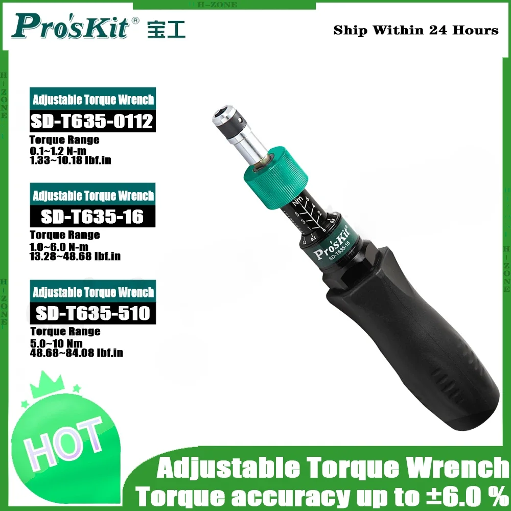 Proskit Torque Ajustável Chave de Fenda Fácil Ajuste Torque Precisão Torque ± 6.0 cw Ccw Sd-t635