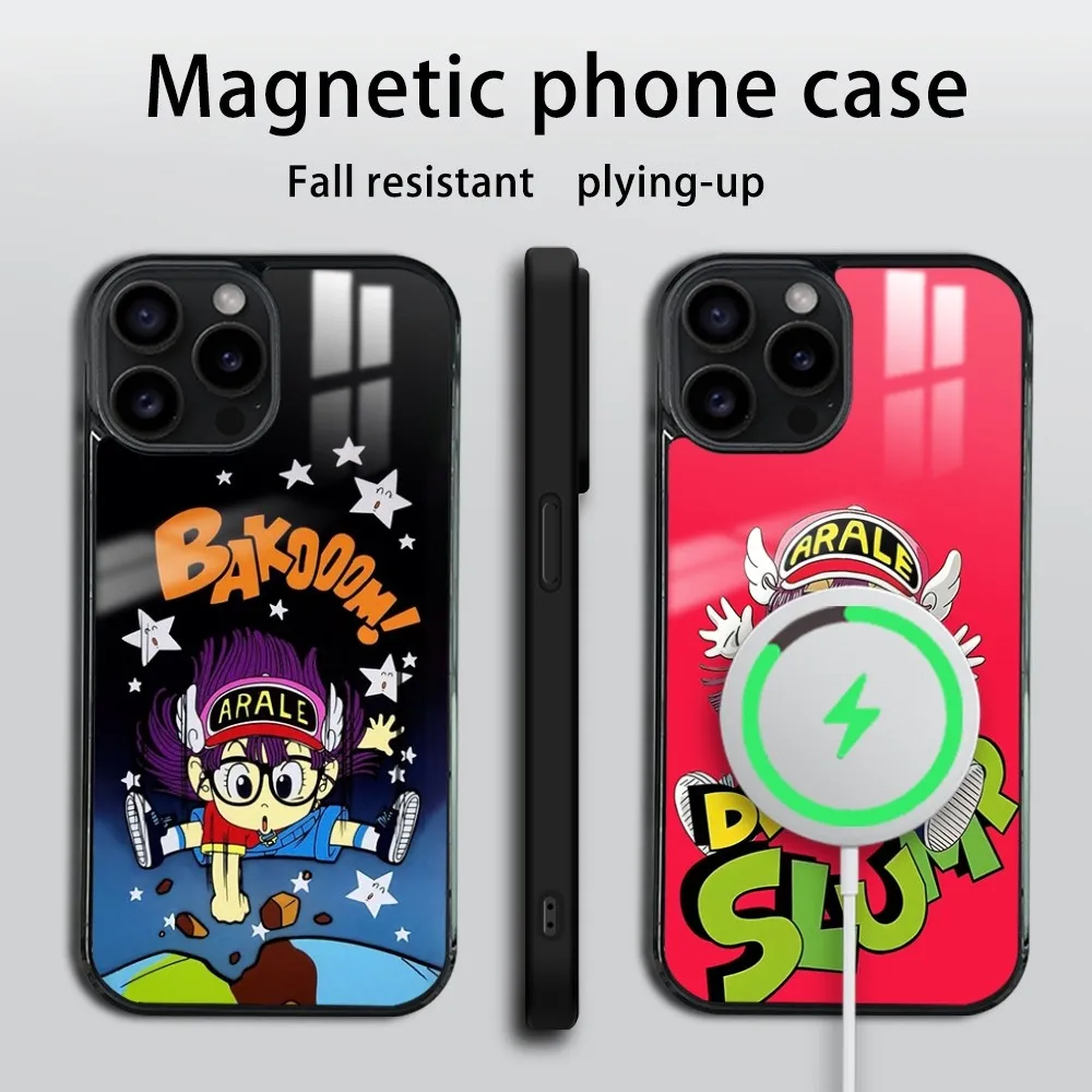 Cartoon Dr Slump Arale Phone Case For iPhone 16 15 14 13 12 11 PRO MAX PLUS Mini Magnetic wireless mirror phone case