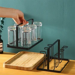Steel Bottle Cup Hanging Drying Rack 6 Hook Organizer For Drinking Glass Containers With Protective Rubber Ends Hooks