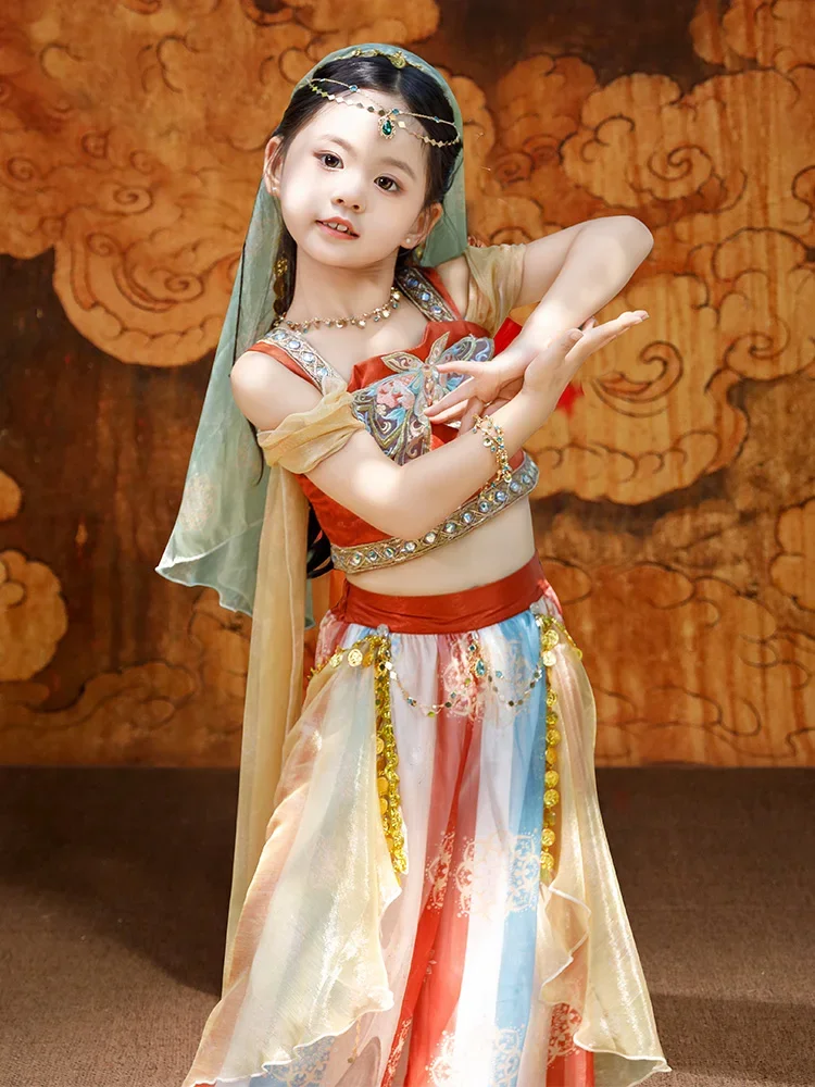 Dunhuang Flying Apsaras Hanfu New Western Princess Music Drum فستان الرقص الهندي الكلاسيكي فستان الأداء #4