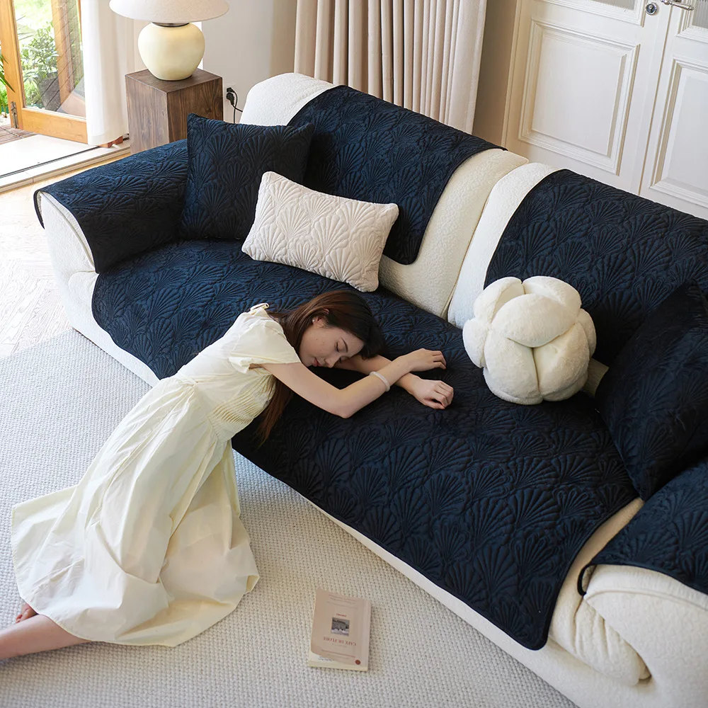 Plush Sofa Cushion Non-slip Sofa Cover Fabric Cushion All Seasons Universal All-inclusive Universal Backrest Towel