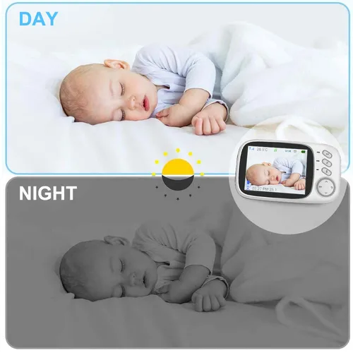 Imagen 2 del producto Nueva 3.5 pulgadas de vídeo del bebé Monitor de visión nocturna Cámaras de Seguridad 2.4G Madre Kid 2 Way Audio Talk Video Cámara de Vigilancia Con Temperatura