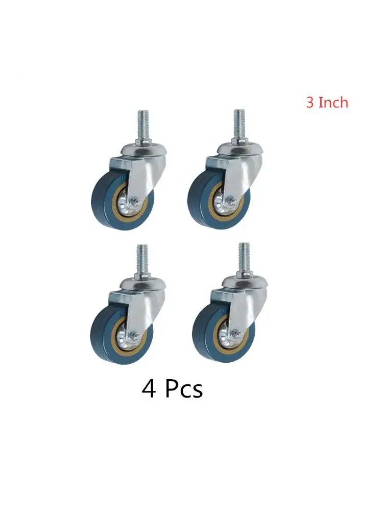 

4 Pcs/Lot Pvc Universal Industrial Caster 3-inch Screw Rod Grey Rubber Wheel Freezer Cabinet Load-bearing