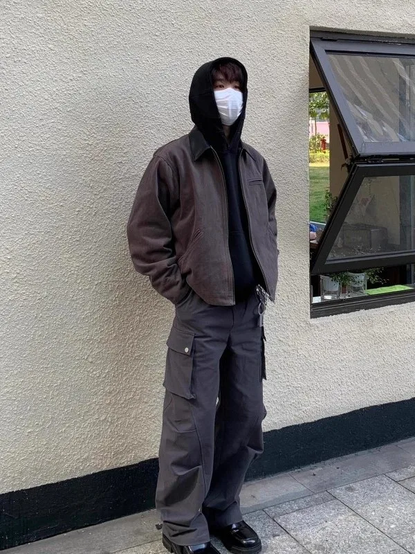 

Detroit Workwear Jaet Men's Casual American Retro Trendy ey Outerwear Autumn New Sle Stand Fit Polyester/Nylon Co...