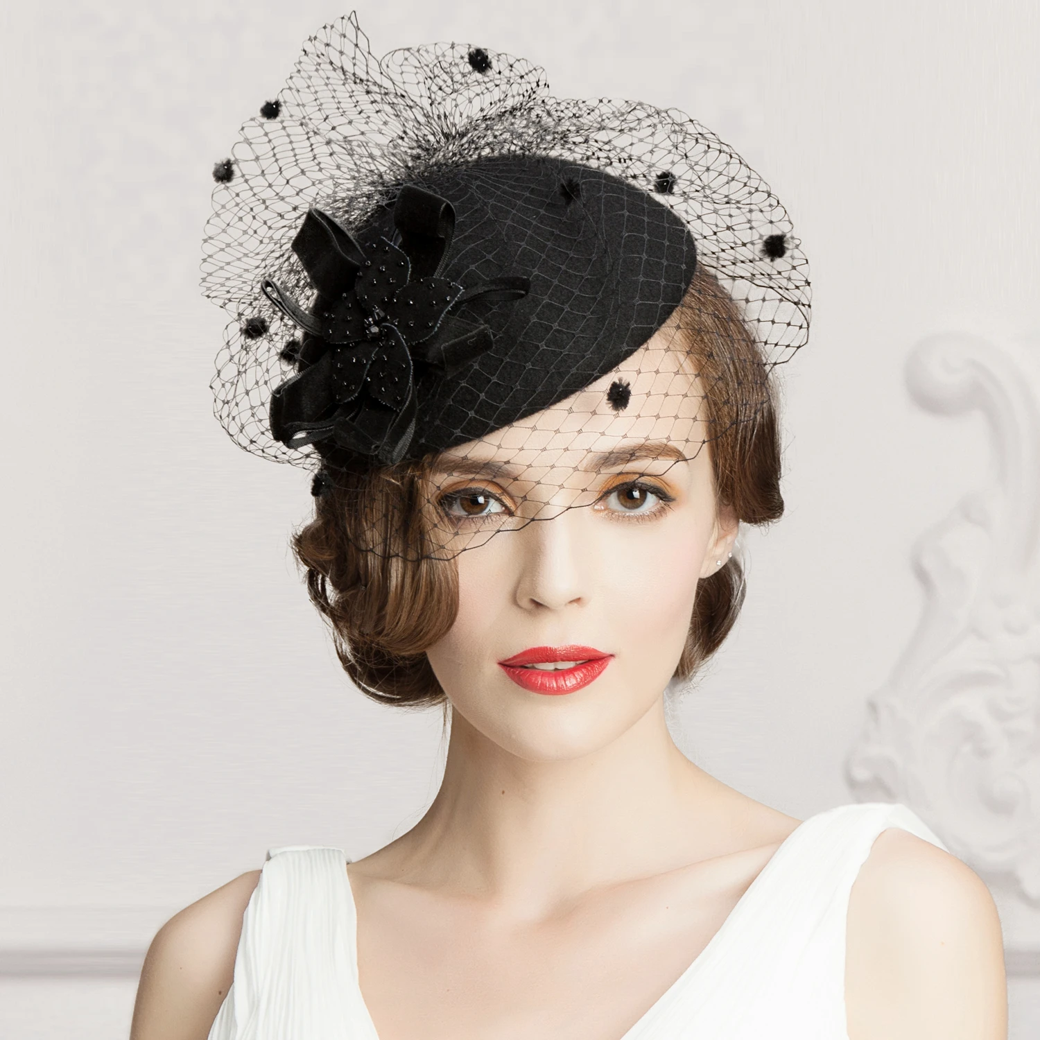 

FS Luxury Leopard Print Women Pillbox Hats Winter Wool Cap With Veil Elegant Tea Party Beret Cap Formal Wedding Hat Chapeau