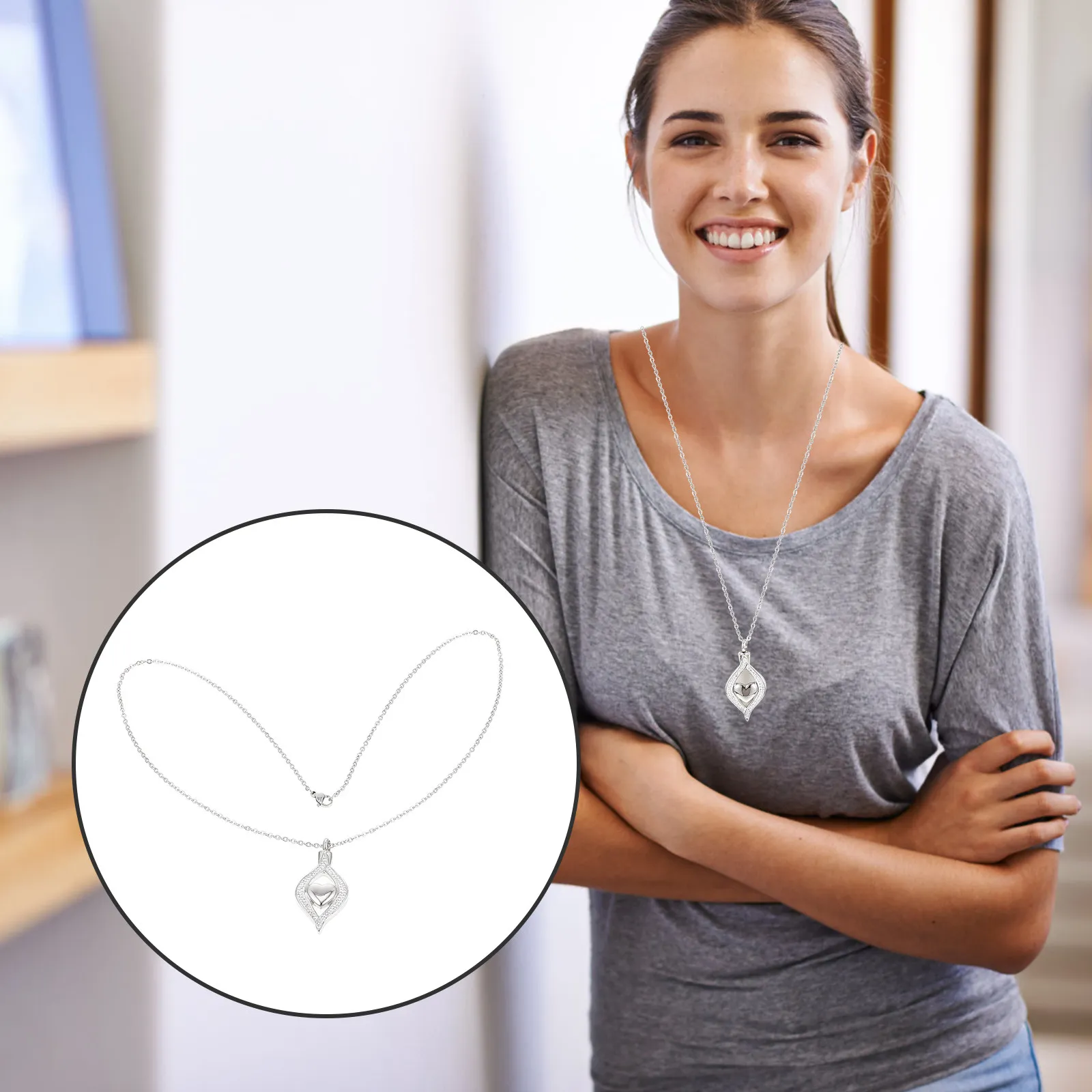 

Cremation Necklace Heart Urn Pendant Stainless Steel Ashes Jewelry Perfume Diffuser Aroma Necklace Meaningful Keepsake Gift