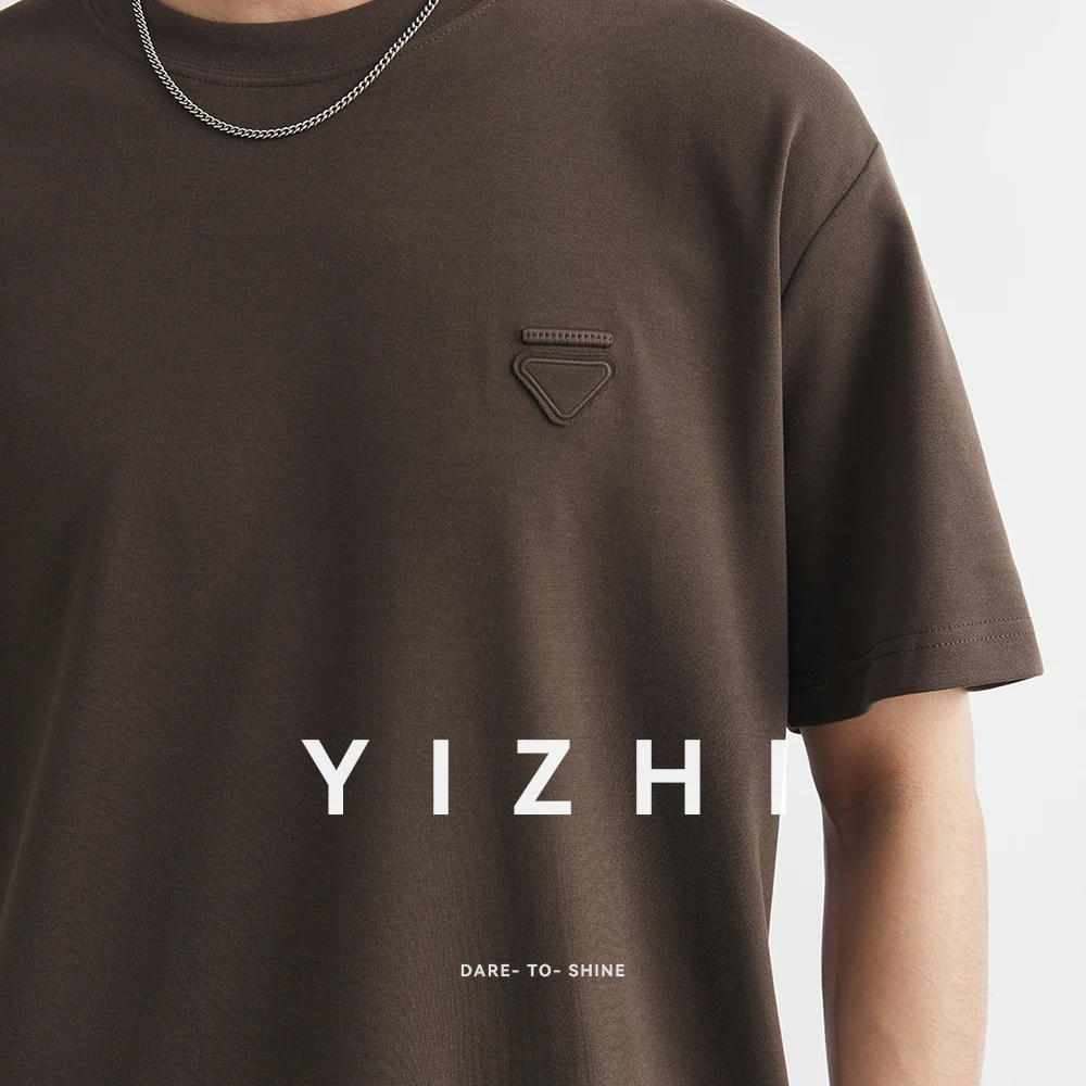 2025 Summer Round Neck Solid Color Short Sleeve T-shirt Fashion Men's Loose Quality Brand Half Sleeve Top Cotton Men Clothing