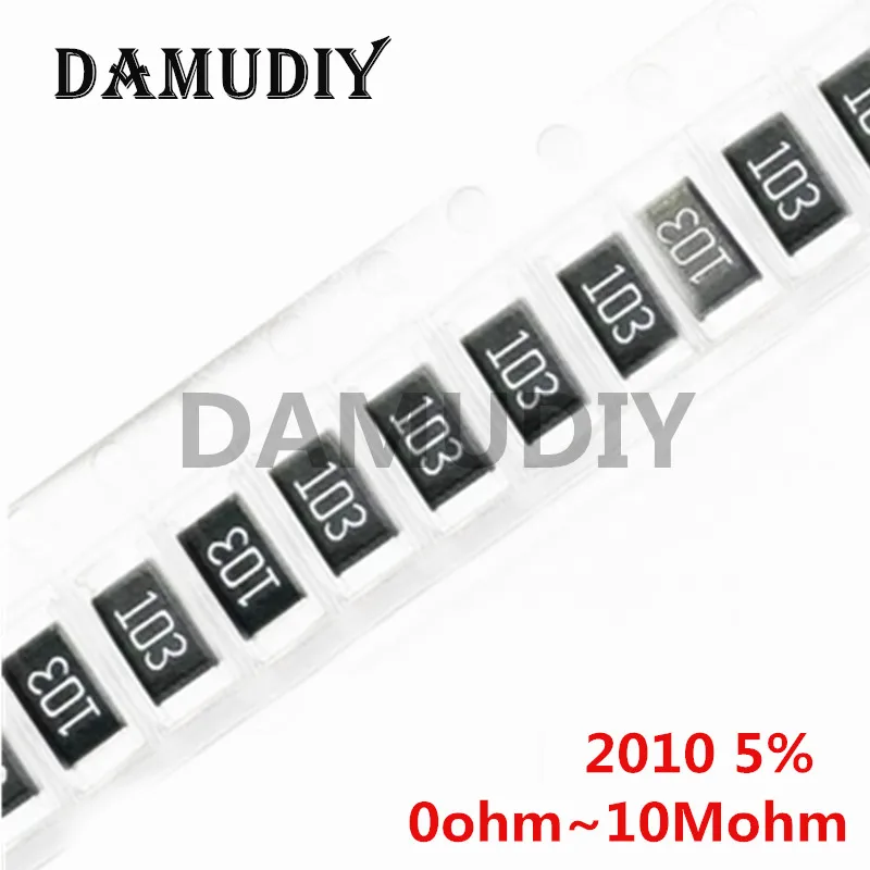 50pcs 2010 5% Resistor 0R-10M 0 10 22 47 100 150 220 330 470 ohm 10R 22R 47R 100R 220R 470R 1K 2.2K 4.7K 10K 47K 100K 1M 0.75W