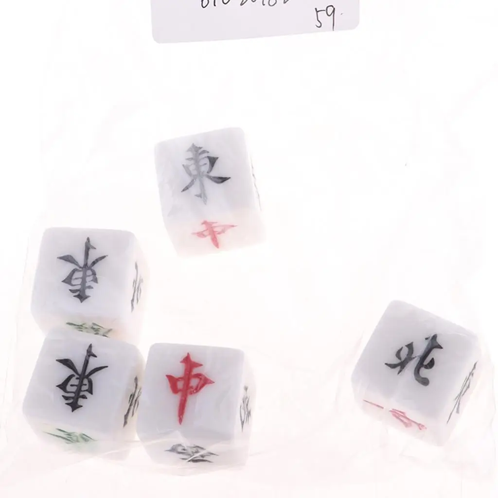 Mahjong Board Game Dice Set Acrylic 5 Pieces Wind Directions Board Game Accessories for Gifts