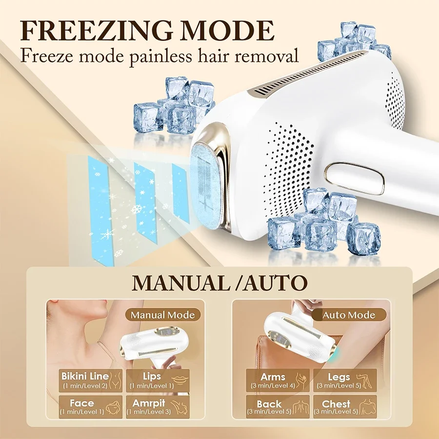 4in1 Cold IPL Epilator Rejuvenation Acne Treatment Extra 2 Caps Permanent Bikini Trimmer At-home Painless Hair Remove Device
