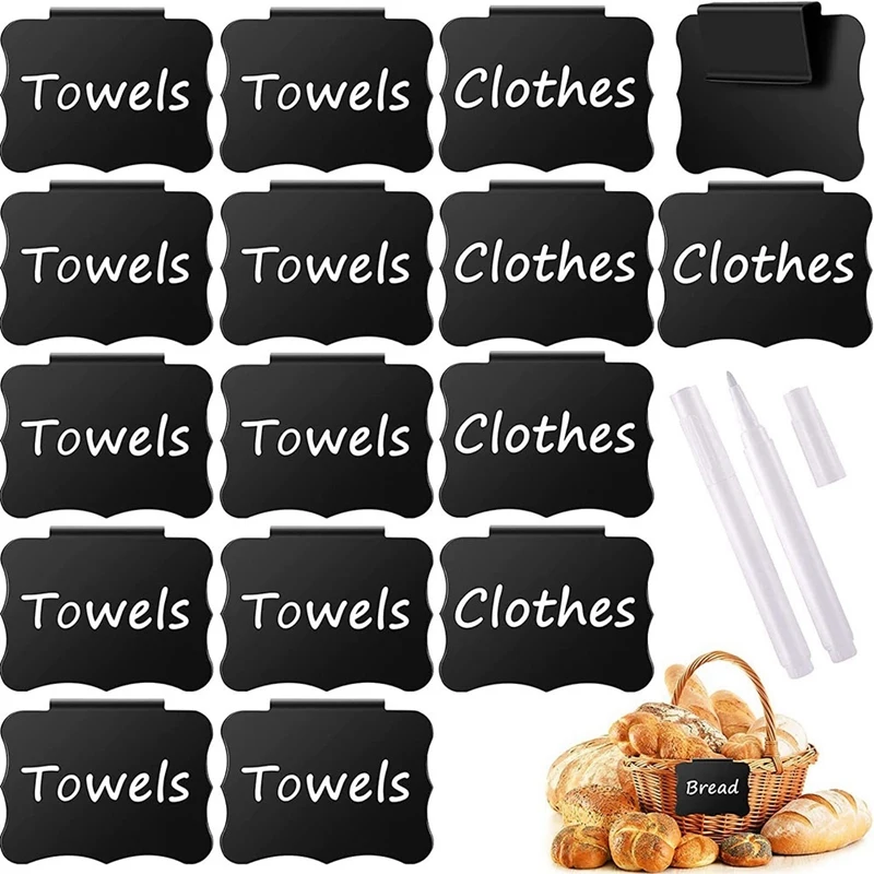 24 buah Label untuk tempat penyimpanan dengan 3 penanda kapur hitam untuk tempat penyimpanan Label dapur pemegang Label klip