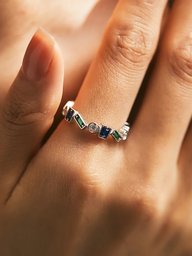 

Dawn's Jewel S925 Sterling Silver Geometric Color Zircon Ring For Women Niche Personality Fashionable Irregular anillos