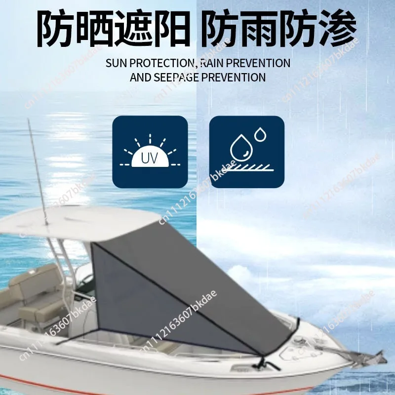 Ship Waterproof and Rainproof Canopy Yacht Sunscreen Awning Easy To Store T-shaped Ceiling Bow Awning Fishing Boat