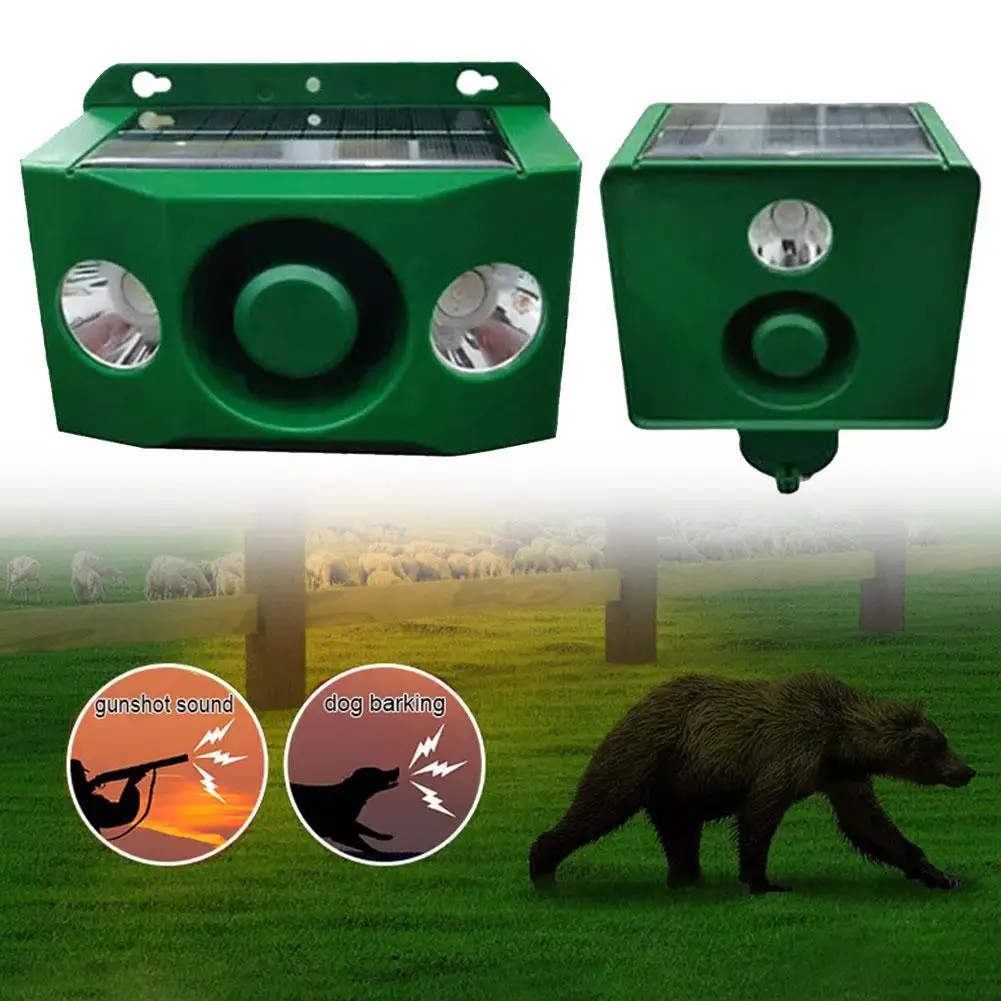 

Loud Dog Barking Wild Boar Repeller Solar Warning Lights Long Flash Home Repeller Night Products Garden Range Burst Protect W1Q9