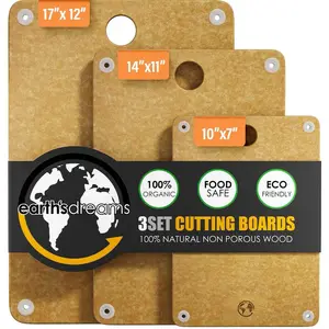 Dreams Wood Cutting Board Set 3Piece Small, Large amp Extra Large Charcuterie Board, NonPlastic, NonToxic, HeavyDuty, Dishwasher