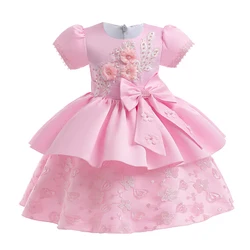 Elegant Kids Girls Party Dresses For Wedding Evening Ball Gown Children Costume Vintage Flower Girl Birthday Princess Dress 3-8Y