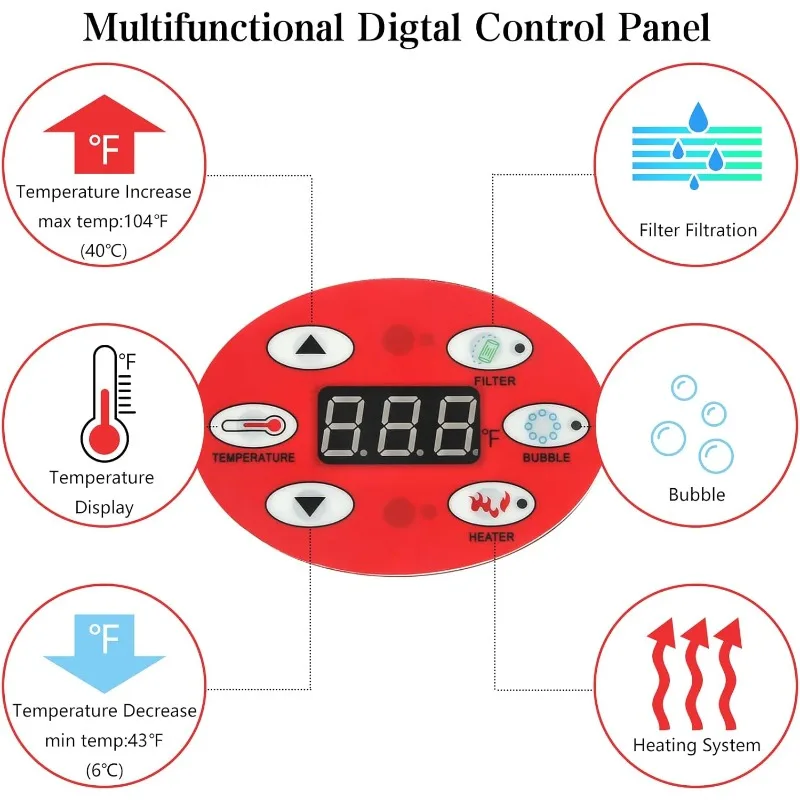 حوض استحمام ساخن قابل للنفخ بيضاوي محمول لشخصين مع 90 طائرة فقاعية، غطاء، خراطيش فلتر، مضخة، أسود
