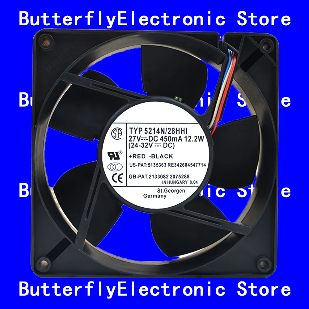 NEW ORIGINAL 5214N/28HHI 5214 N/28 HHI 27VDC 450mA 12.2W COOLING FAN 12738 127*127*38MM