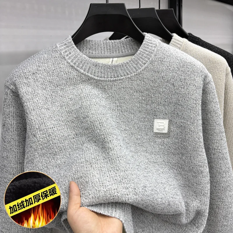 

Men's Winter Thiened Fce round Ne Knitted Sweater Embroidered Floral antung Soft Polyester Casual Inner irt