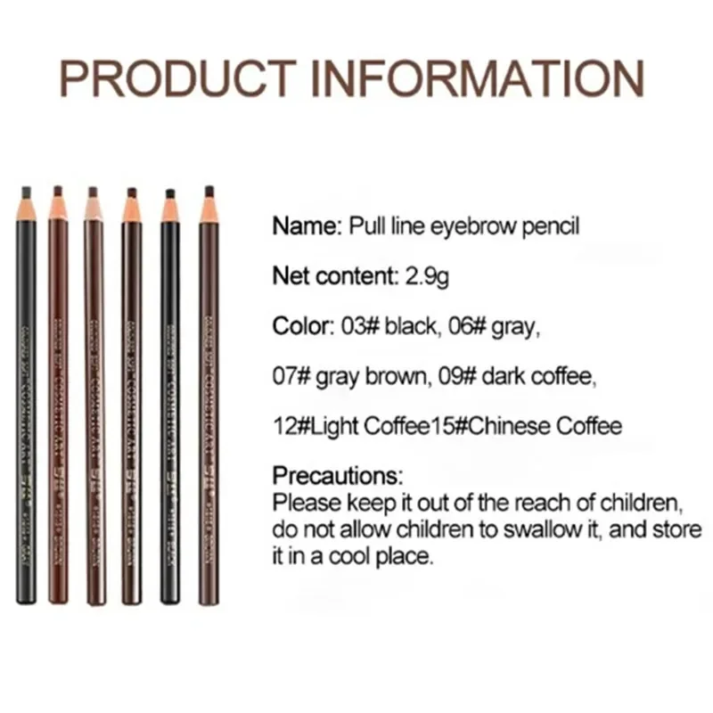 1pcs Long Lasting Eyebrow Pencil Waterproof Tattoo Pen Eyeliner Not Smudged Make Up Glitter Eyes Cosmetics with Pencil Sharpener