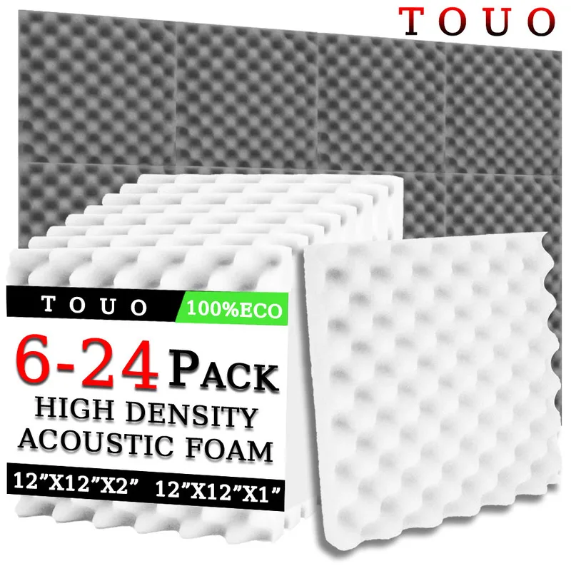 

TOUO Egg Trough Acoustic Foam 6/12/24 Pcs Soundproof Foam Music Studio Acoustic Treatment High Density Sound Absorbing Material