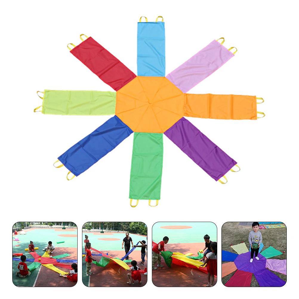 Ombrelli da lancio per paracadute arcobaleno per asilo, giocattolo per addestramento scolastico per bambini