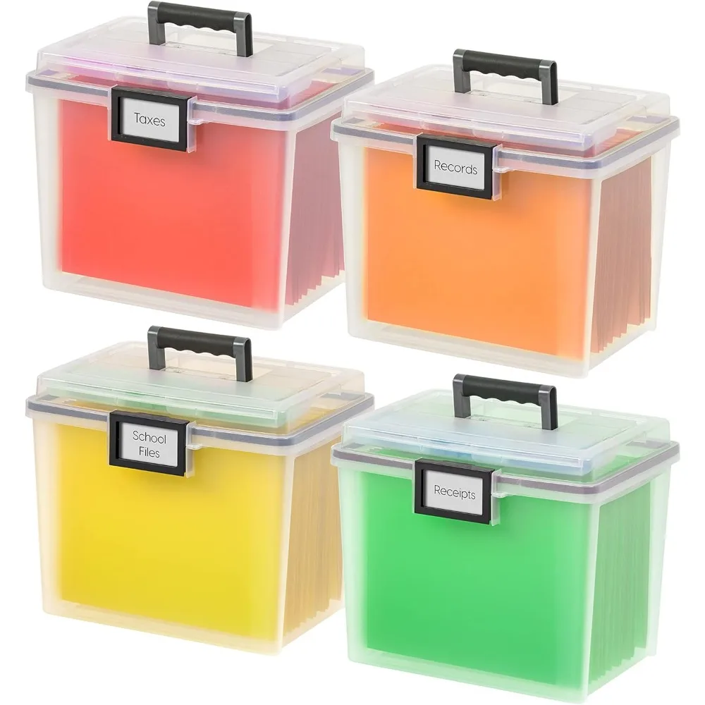 USA File Box WeatherPro Portable File Organizer Plastic File Box for Letter w/ Organizer-Lid, Durable Lid