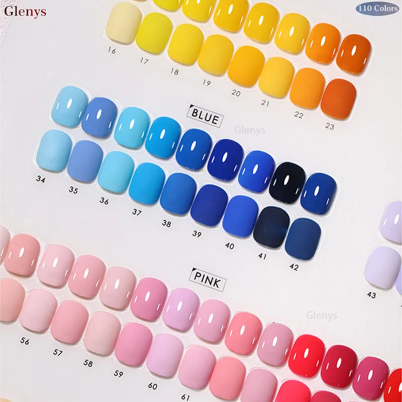 Zestaw lakierów do paznokci Glenys 110 kolorów, klej, popularny, zaawansowany żel do moczenia, karta kolorów, niezbędny w salonie paznokci, lakier wykończeniowy.