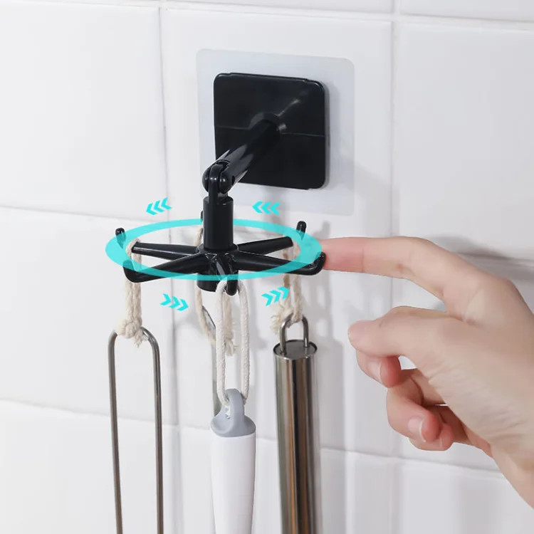 Creative Kitchen Organizer Swivel Hooks Hole-Free Multifunctional Rotatable Dual-Use Hooks for Utensils And Pots