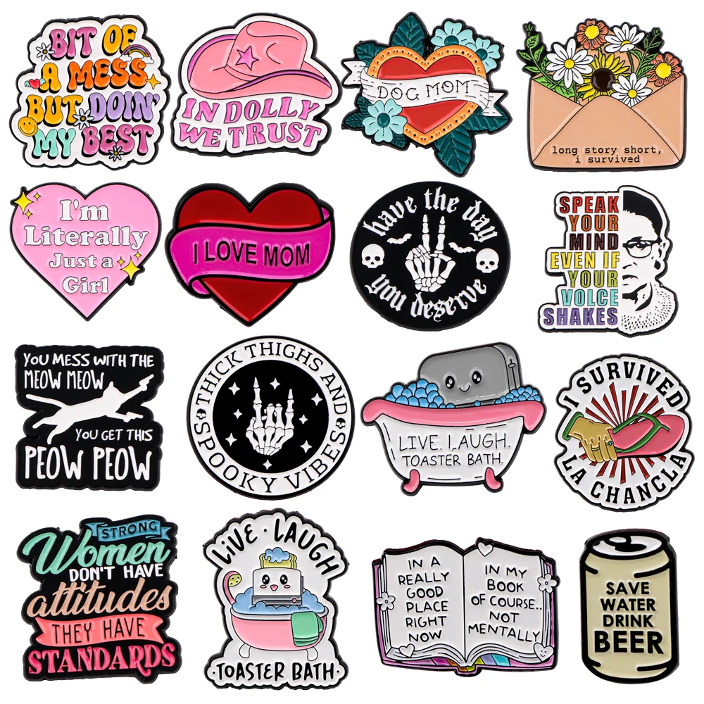 

Colorful Heart Quote Briefcase Badges Lapel Pins for Backpack Brooch for Clothes Metal Enamel Pin Jewelry Accessories Gifts