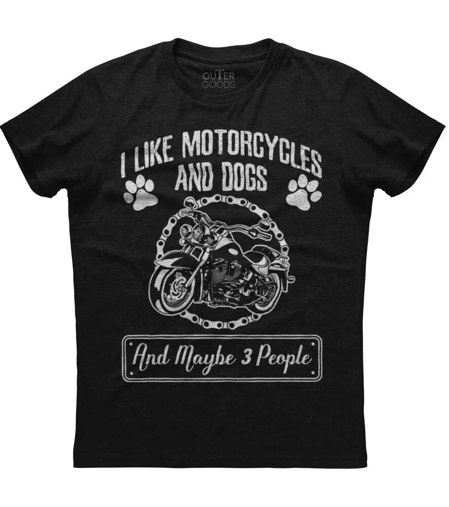 I Like Motorcycles And Dogs Mens Short Sleeve New Cotton Black T-shirtHigh quality 100% cottonClothing tops are unisex