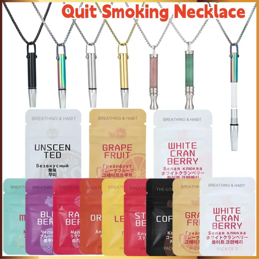 Quitting Smoking Meditation Pendants Titanium Steel Cotton Core Aromatherapy Stress Relief Anxiety Necklace AntiSmoking Necklace