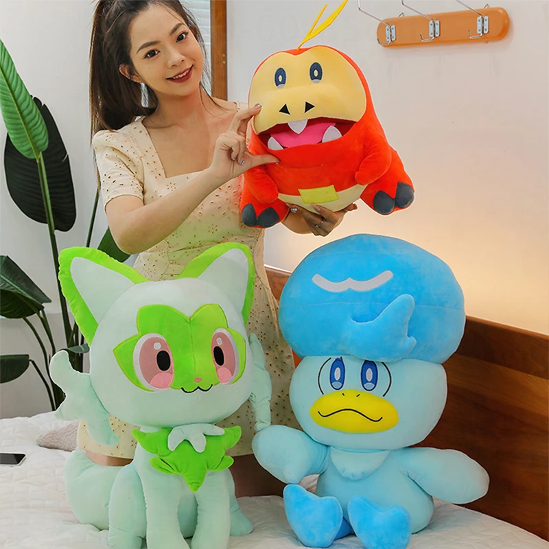 

New Pokemon Cute Large Sprigatito Quaxly Plush Toy Anime Doll Cute Pillow Fuecoco Plushie Stuffed Gift for Kids Room Decoration