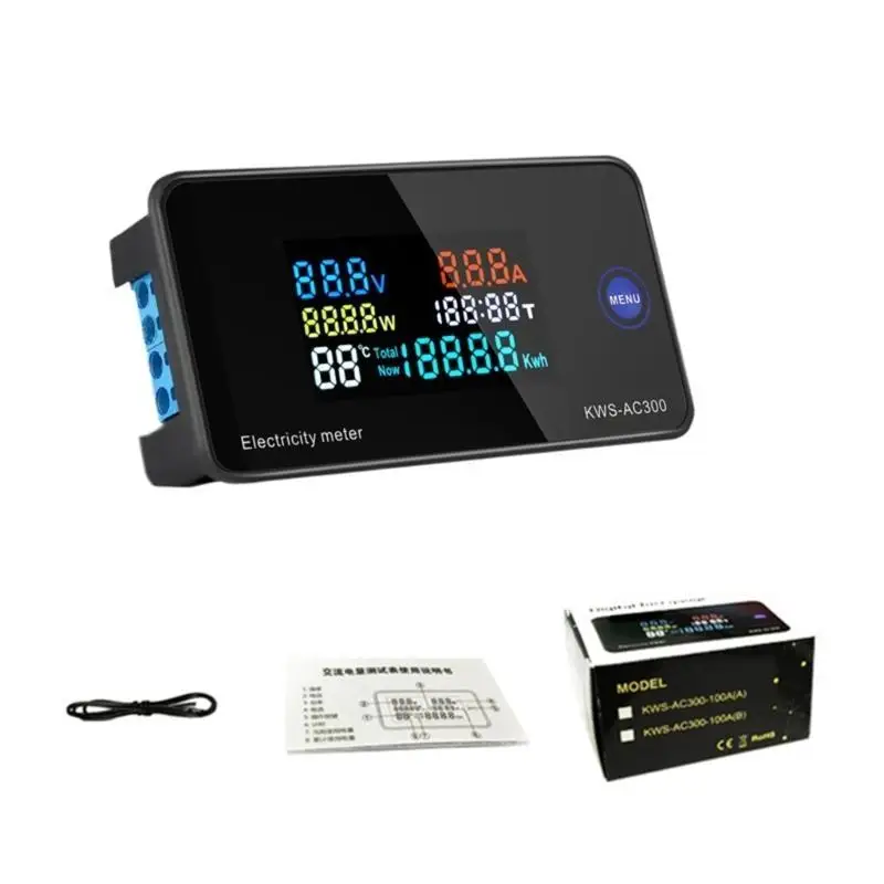 652F 20A AC300 Electrical Monitoring Tool LED Display Voltmeter Engineer Testing Tool for Accurate Voltages & Current Readings