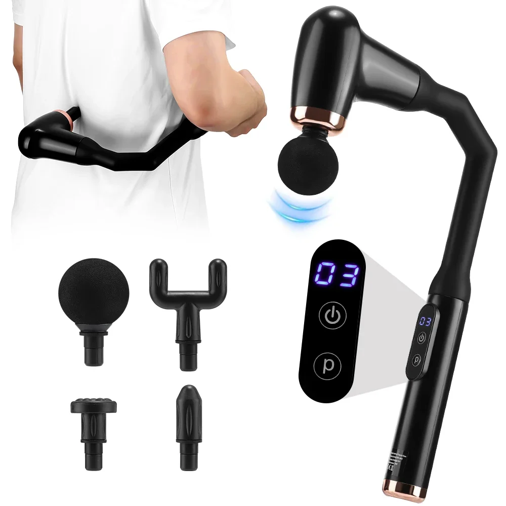 

Electric Fascia Gun Portable Massage Gun Deep Tissue With Extended Handle U-Shaped 3 Modes 6 Levels Intelligent Body Massage Gun