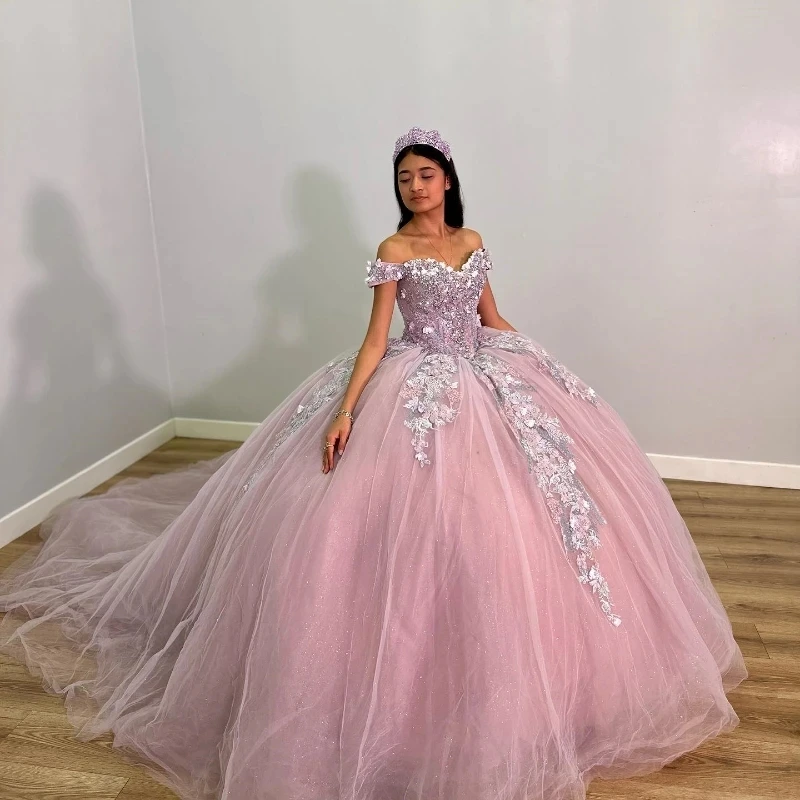 

Mexico Sexy Off The Shoulder Ball Gown Quinceanera Dress For Girl Applique Beads Birthday Party Gowns Prom Dresses Sweet 16