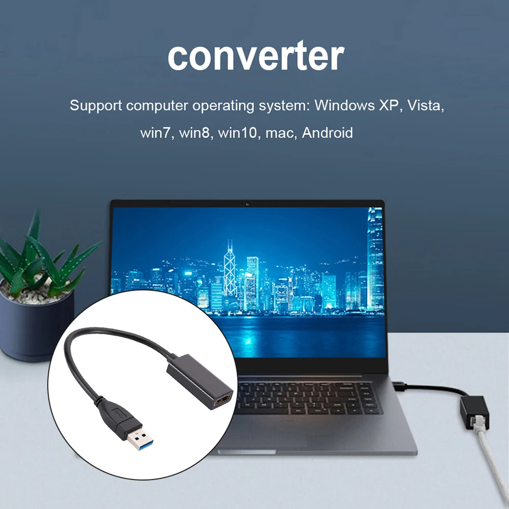 1080P HD USB 3.0 to HDMI-Compatible USB Converter Multi Display Graphic Video Adapter for PC Laptop Projector HDMI Adapter