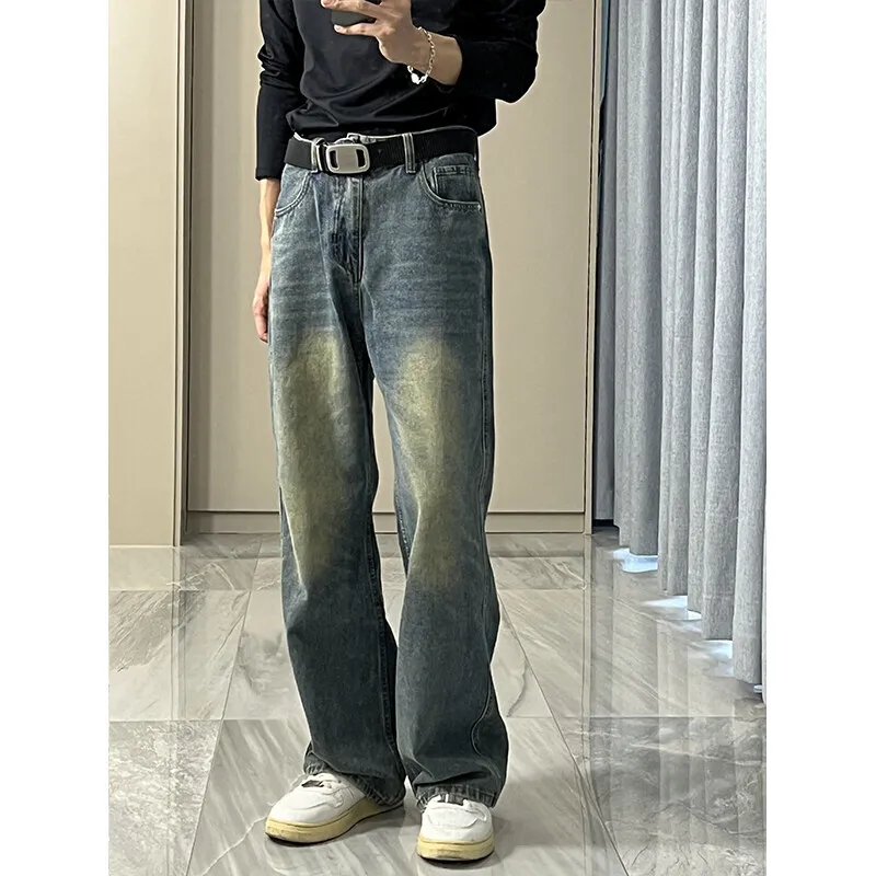 Black Baggy Jeans Men Fashion Retro Casual Straight Jeans Men Streetwear Korean Loose Vintage Jeans Mens Denim Trousers S-3XL