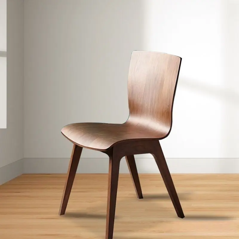 

ow& Nordic Solid Wood Dining Chair Simple Modern Home Designer Black Hotel RestauLuxury Chair Back Curved Wooden Chair*t