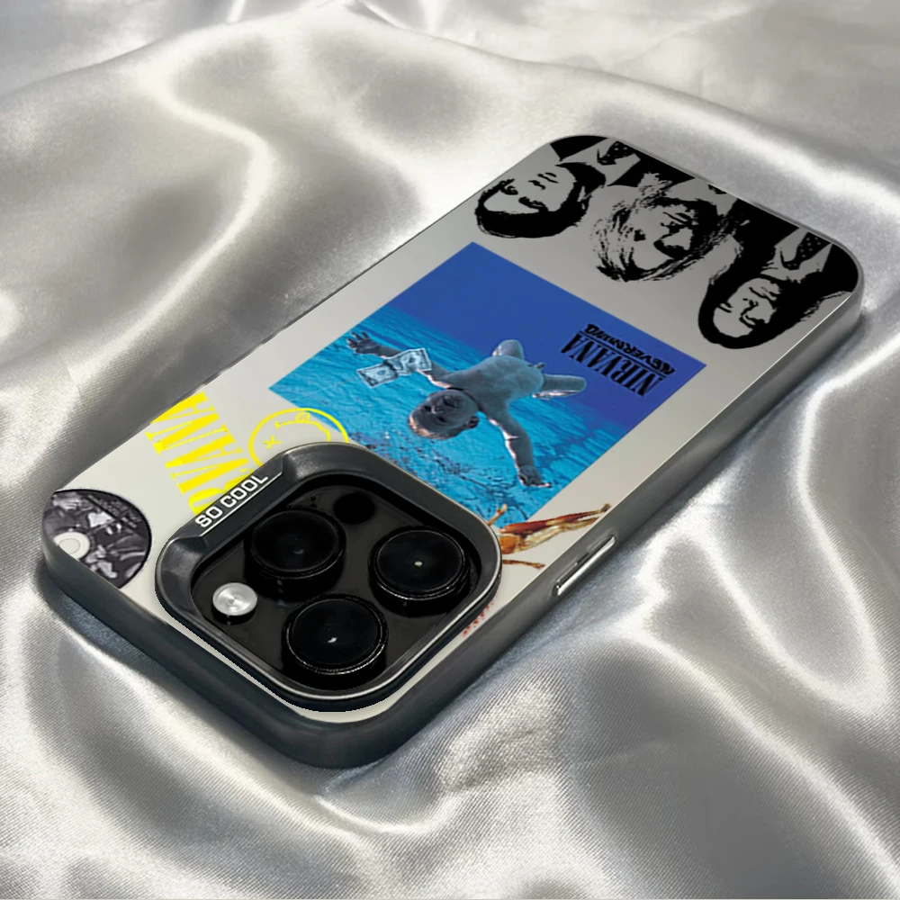 American Rock Band N-Nirvanas Phone Case For iPhone 16 12 13 14 15 Pro Max Plus Lens Circle IMD Laser Shell