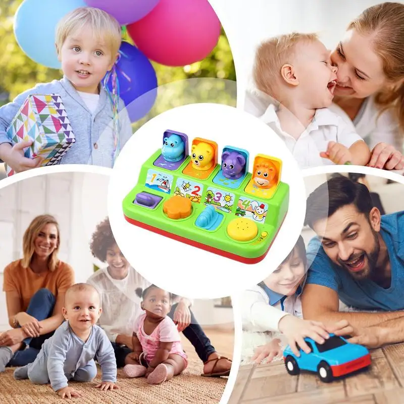 Button Press Toy For Kids Developmental Toys For 1 Year Old Animal Color Sorting Toys Toddler Toys 4 Cartoon Animal For Kids