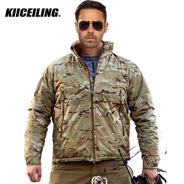 KIICEILING L7 jednolite Multicam czarne kurtki taktyczne dla mężczyzn bluzy zimowe ciepłe wodoodporne kamuflaż wiatrówki płaszcze puchowe