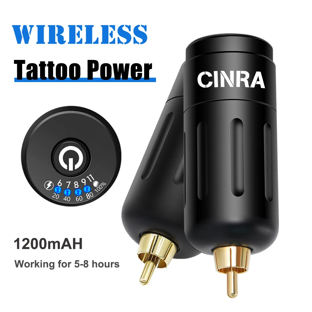 Mini Wireless Tattoo Power Supply RCA Connector 1200mAh Tattoo Machine Rechargable Battery for Makeup Tattoo Kit Supply