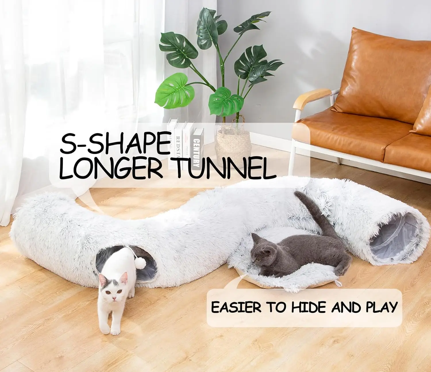 Imagem -03 - Luckitty-cama de Túnel com Almofada Lavável Pelúcia Quente e Fofa Grande Tube Playground Brinquedos Pés de Diâmetro Dobra Longa Gato e Cachorro