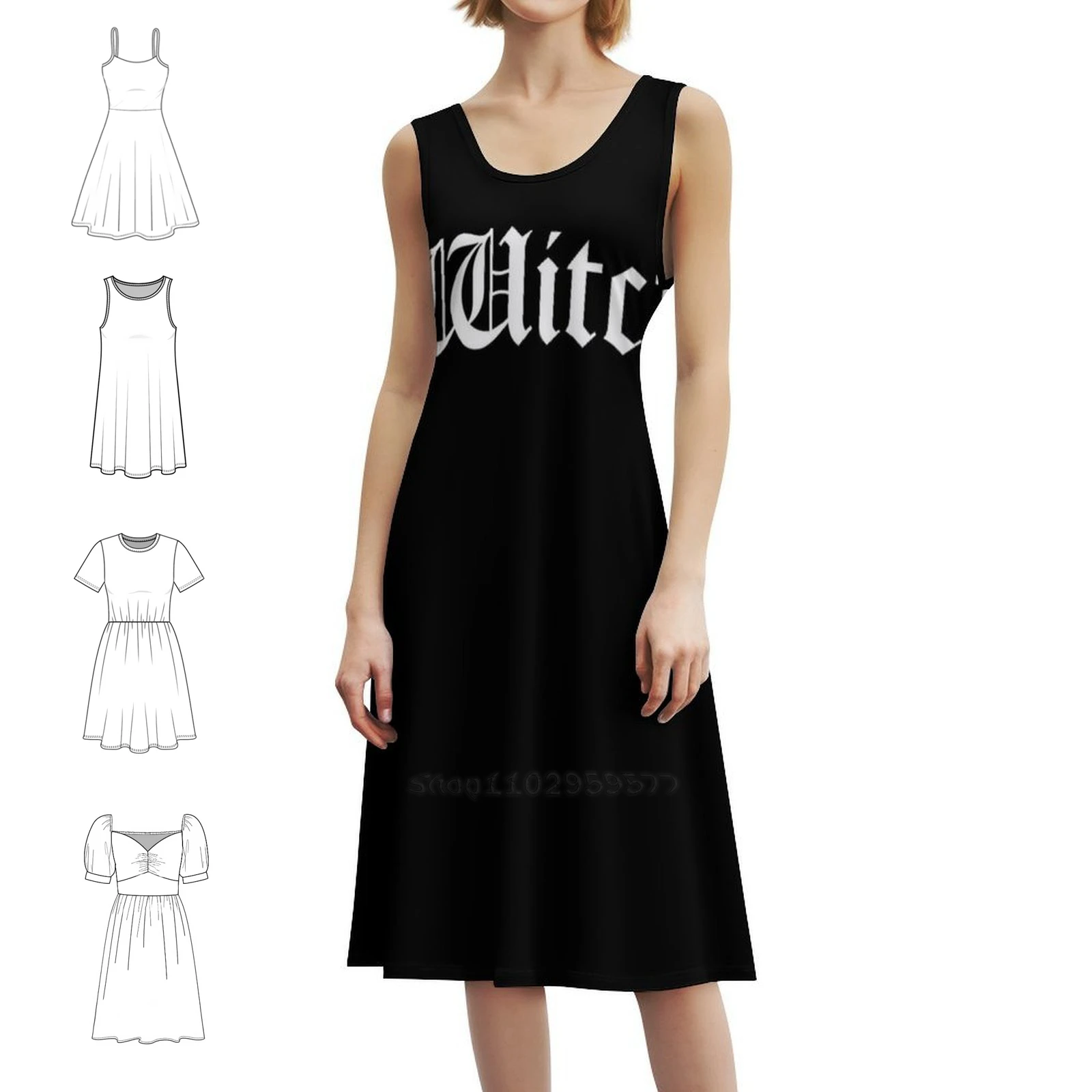 Witch Bohemian Sleeveless Dress Multi-Print Beach Vacation Party Dress Tarot Major Arcana Death Halloween Female Clothing